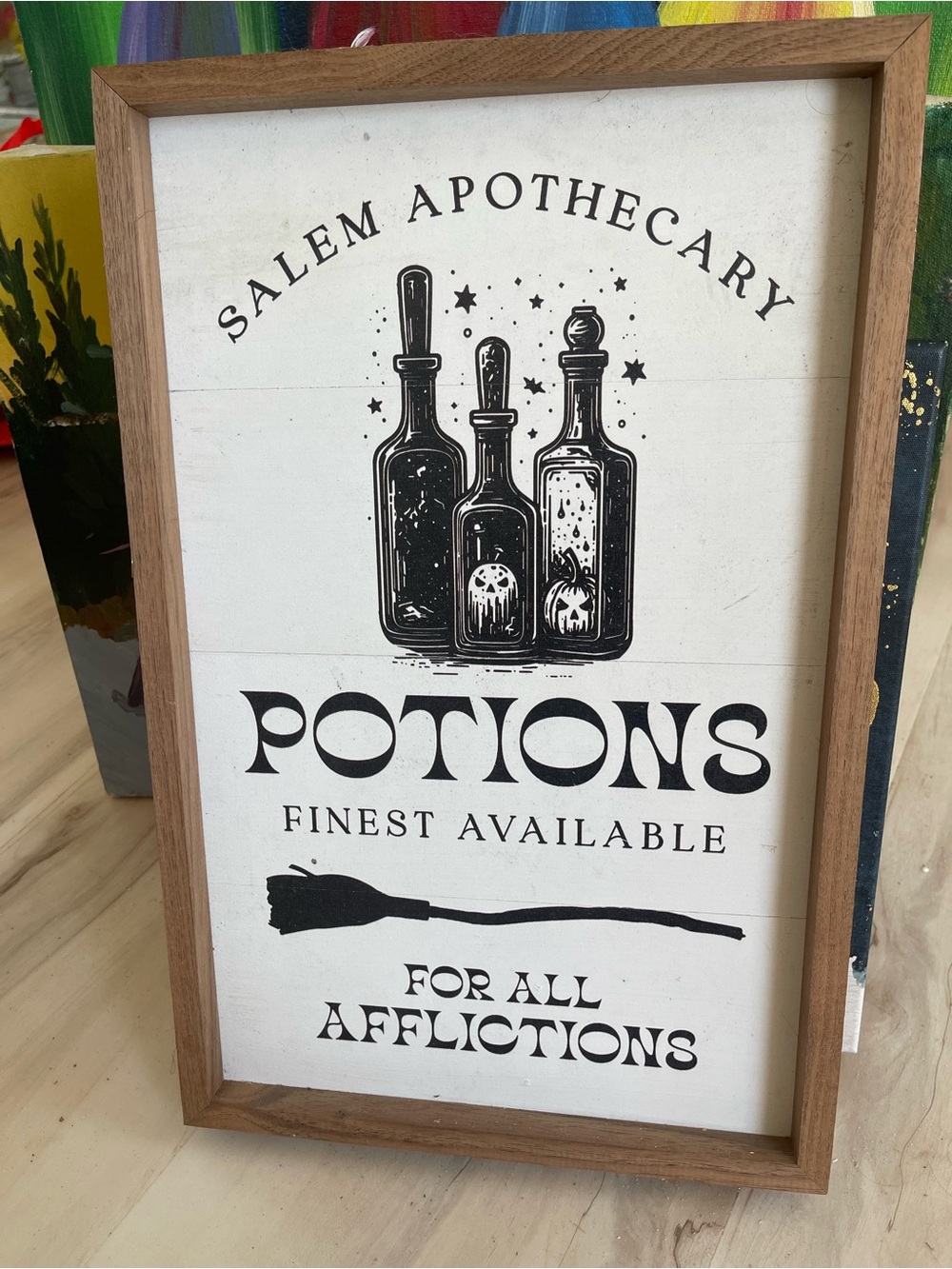 Salem Apothecary Potions Wall Art Poster - Black and White Halloween witch